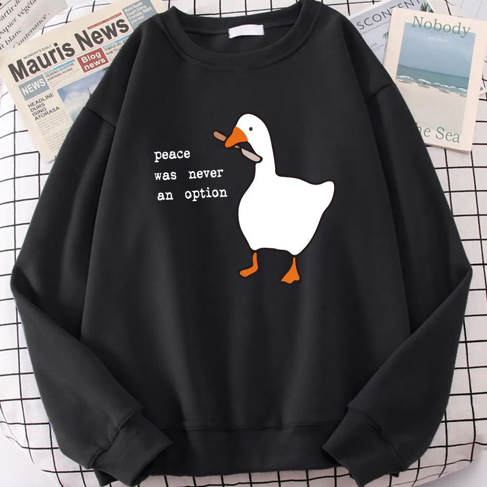 Autumn Goose Print Loose Pullover Lazy Style Long Sleeve Sweatshirt Hooded Top Casual Round Neck Woman Pullovers Clothing
