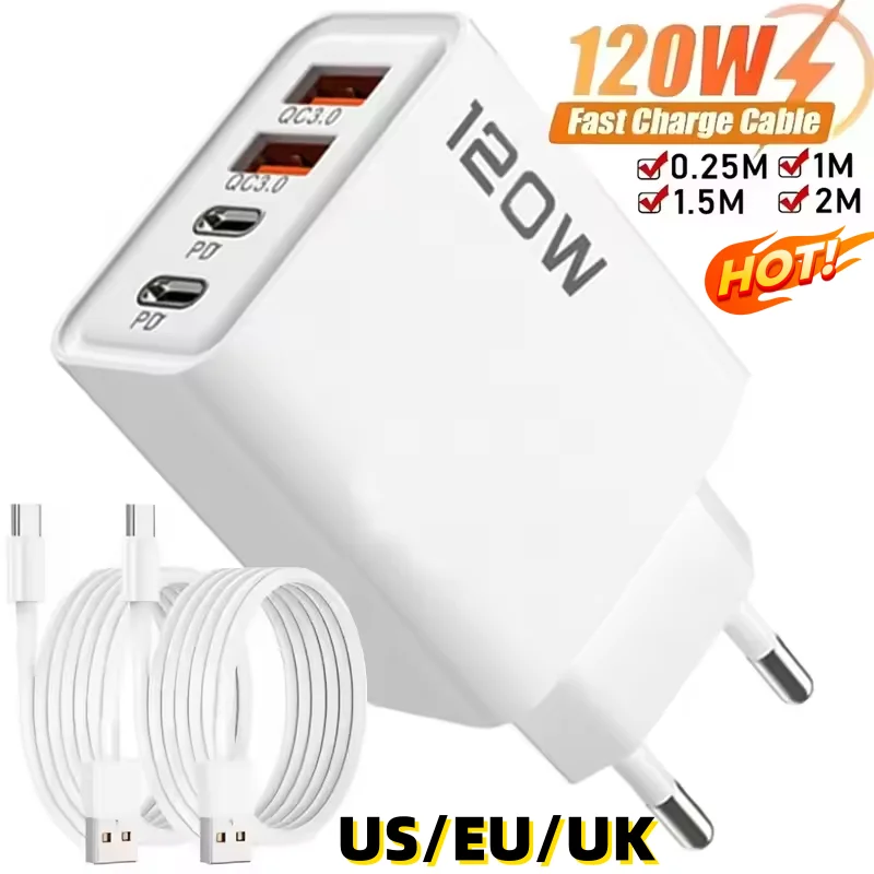 รูปสินค้า อะแดปเตอร์ชาร์จเร็ว 4 พอร์ต USB-C 120W ชาร์จได้ทุกแบรนด์