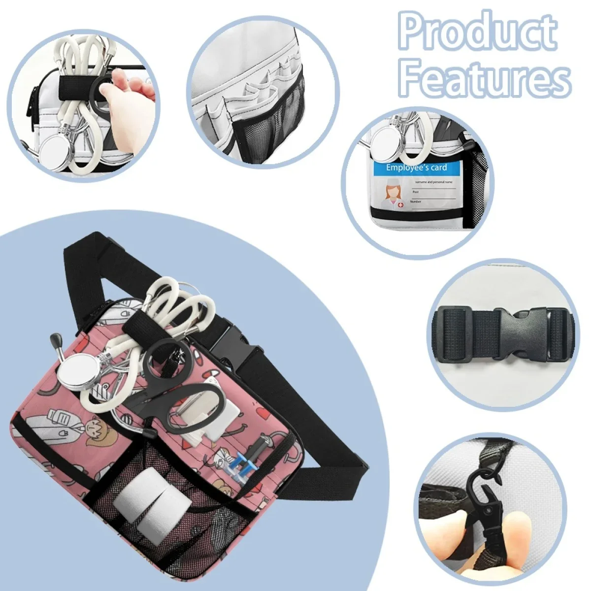 Waist Pack Female Pink Cute Hospital Doctor Nurse Designer Fashion Belt Bags Multi Pocket Nursing Organizer Pouch bolsa feminina