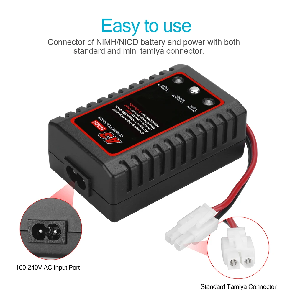 A3 20W Compact Charger with Tamiya Plug RC Charger for Airsoft Gun RC Car Boat