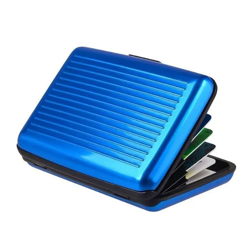 Aluminum Wallet Men Aluminum Bank Card Holder Blocking Hard Case Wallet Solid Credit Anti-RFID Scanning Protect Holder Business Office School