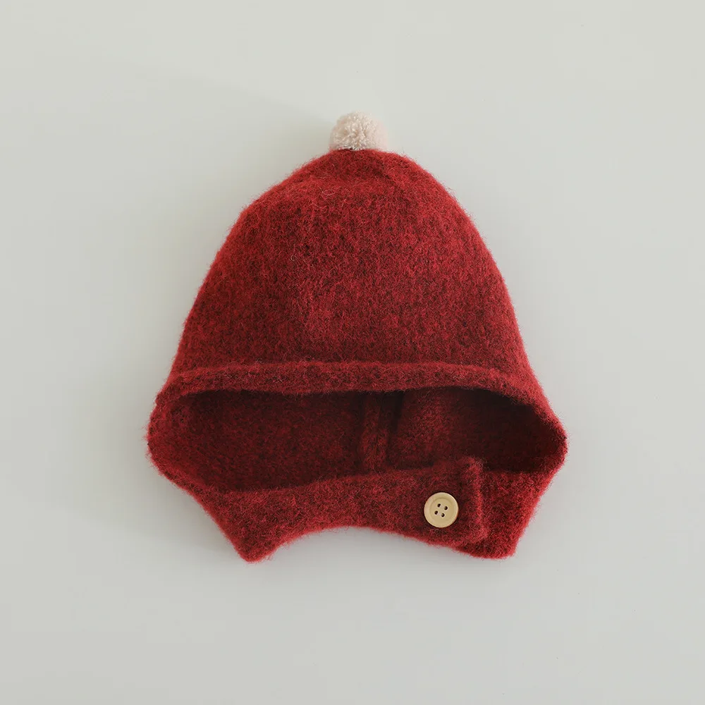 Baby Herbst Winter Gestrickte Warme Mütze 48-50 cm Mit Pom Pom Ohrenklappe Winddicht Beanie Hüte Neugeborenen kappe Weiche Nette Kalte Kappen – Detail 6