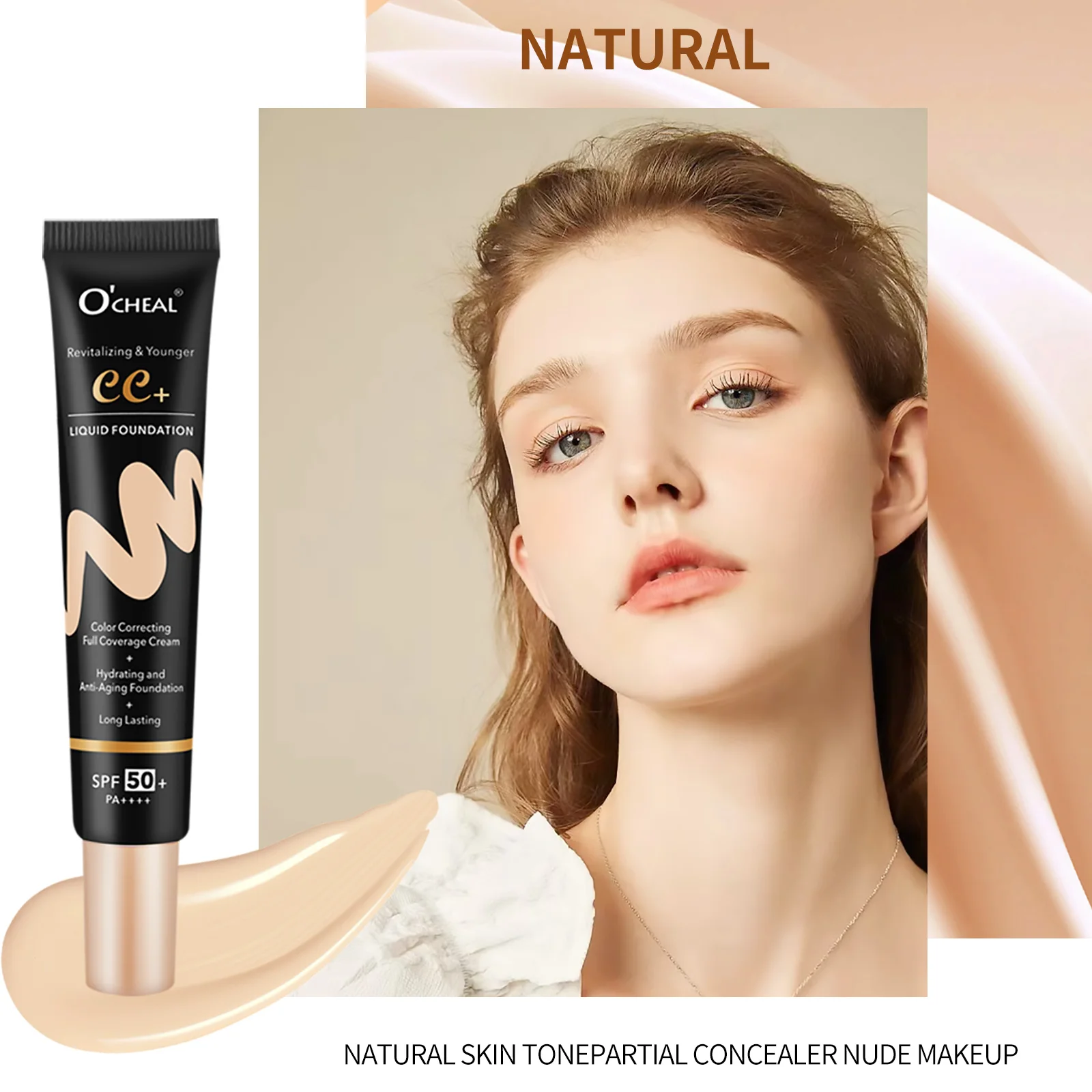 Ocheal 30g BB/CC sunscreen Cream SPF 50/PA+++ Facial Liquid Foundation Cream Anti-Aging Long Lasting Full Coverage Cream Powder 3