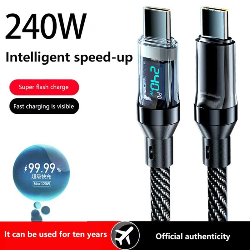 Ultra-Fast 240W Type-C Multifunctional Charging Cable with LED Display