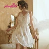 White Fairy Nightdress Female Summer Lace Hollow Out Sexy Lingerie Side Split Temptation Sling Nightwear Women Sleepwear