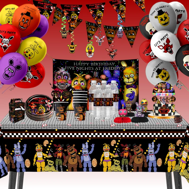 FNAF Five Nights At Freddy's Party-Thema, Halloween-Dekoration, Einweg-Geburtstagsparty-Geschirr, digitales Ballon-Hintergrundzubehör