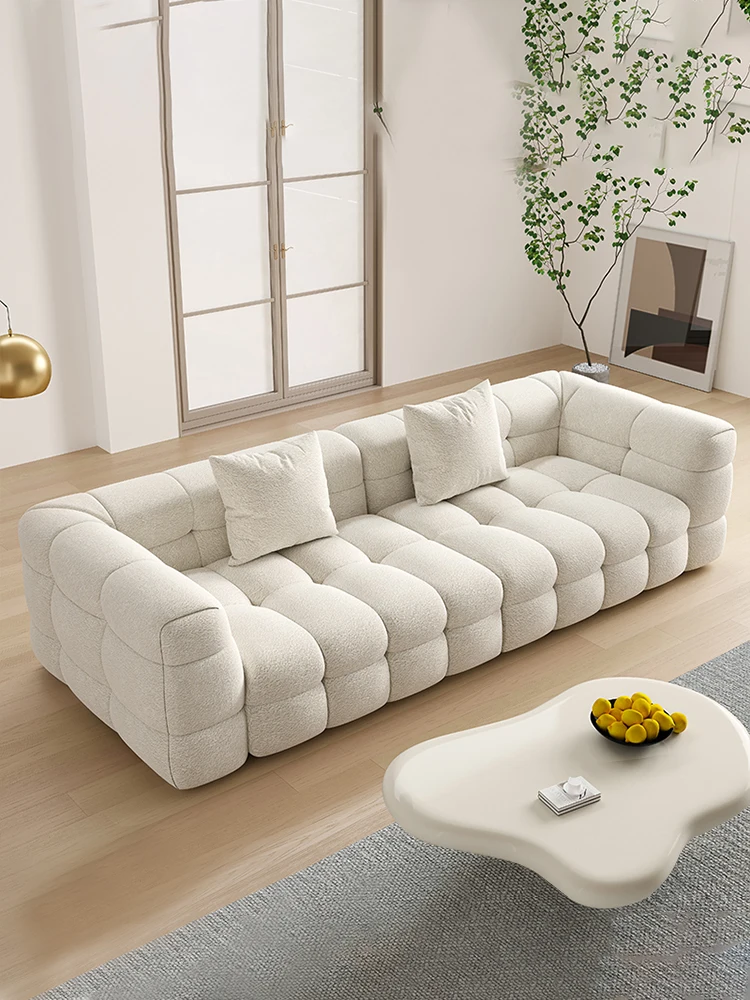 

Cotton candy sofa, simple cream style living room, small unit, light luxury, minimalist lamb velvet fabric sofa