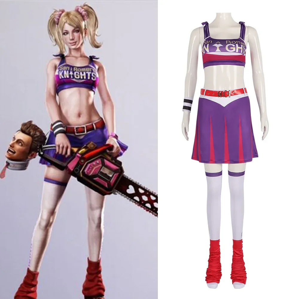 

Lollipop Chainsaw Juliet Starling Cosplay Costume Cheerleading Dress Skirt Outfits Halloween Party Role Play Clothing