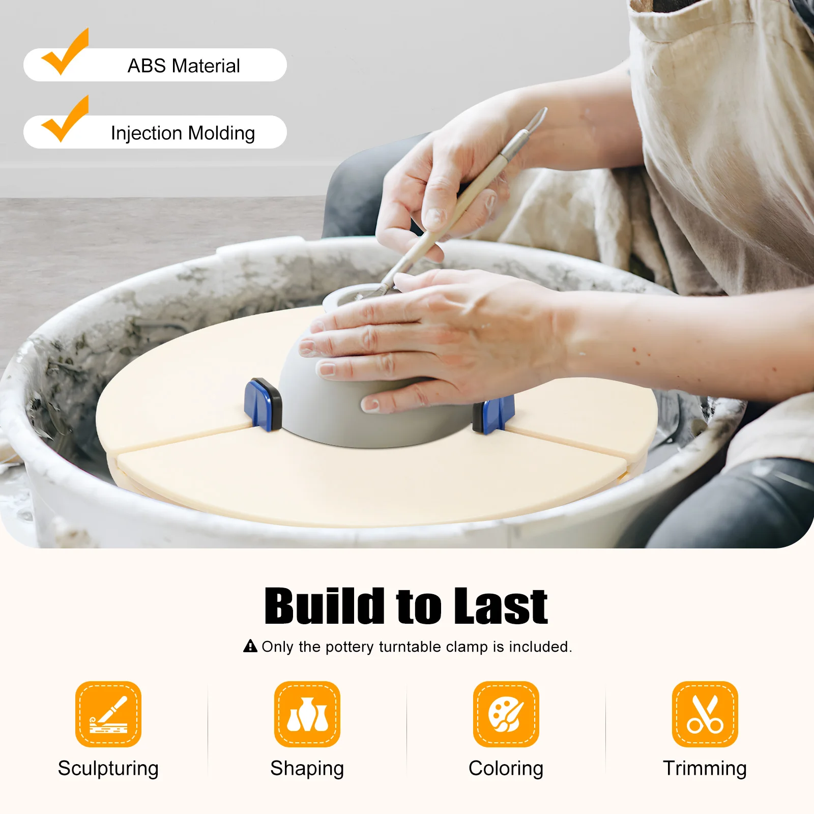 Pottery Turntable Clamp Portable Ceramic Trim Holder ABS Pottery Machine Giffin Grip Centering Clamp for Beginners Professionals