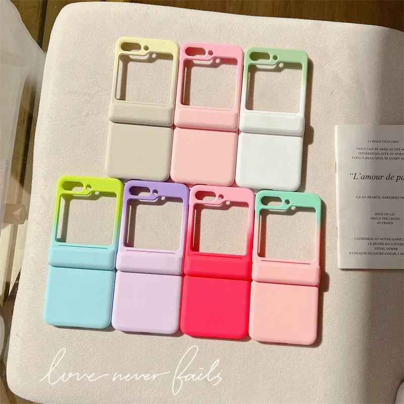 

Fresh Color Gradient Phone Case for Samsung Galaxy Z Flip 3 Z Flip 4 Z Flip 5 Hard PC Back Cover for ZFlip5 Case Shell