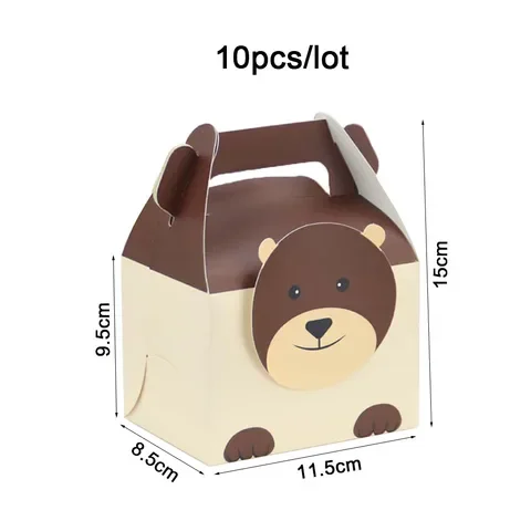 

10Pcs Cartoon Animal Candy Box Jungle Fox Elephant Dog Biscuit Packing Box Kids Wedding Birthday Party Decorations