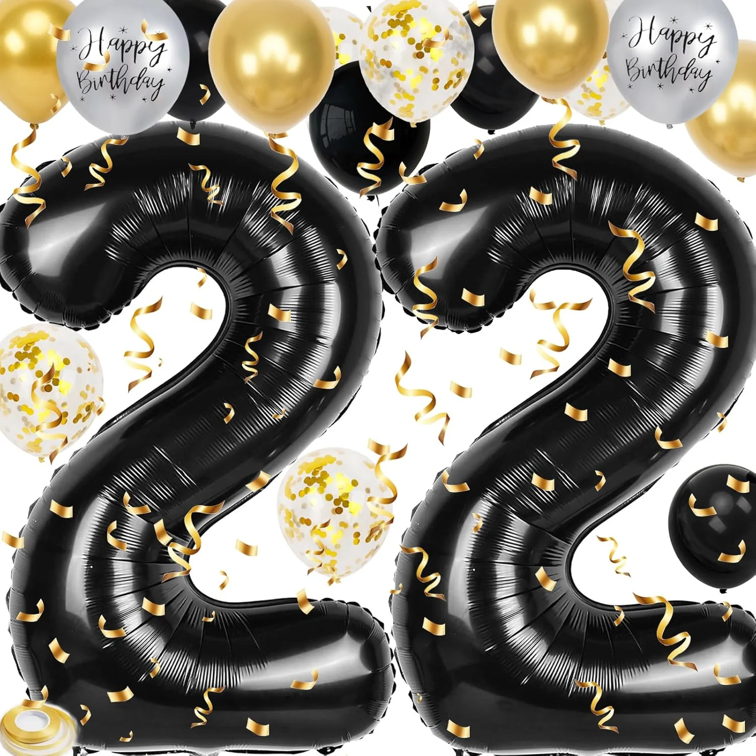 40 Zoll Schwarze Große Zahlen 16/18/21/30/40/50/60 Jahre Set mit Glitzer-Latexballons für Erwachsene Männer Geburtstagsdekoration – Detail 16