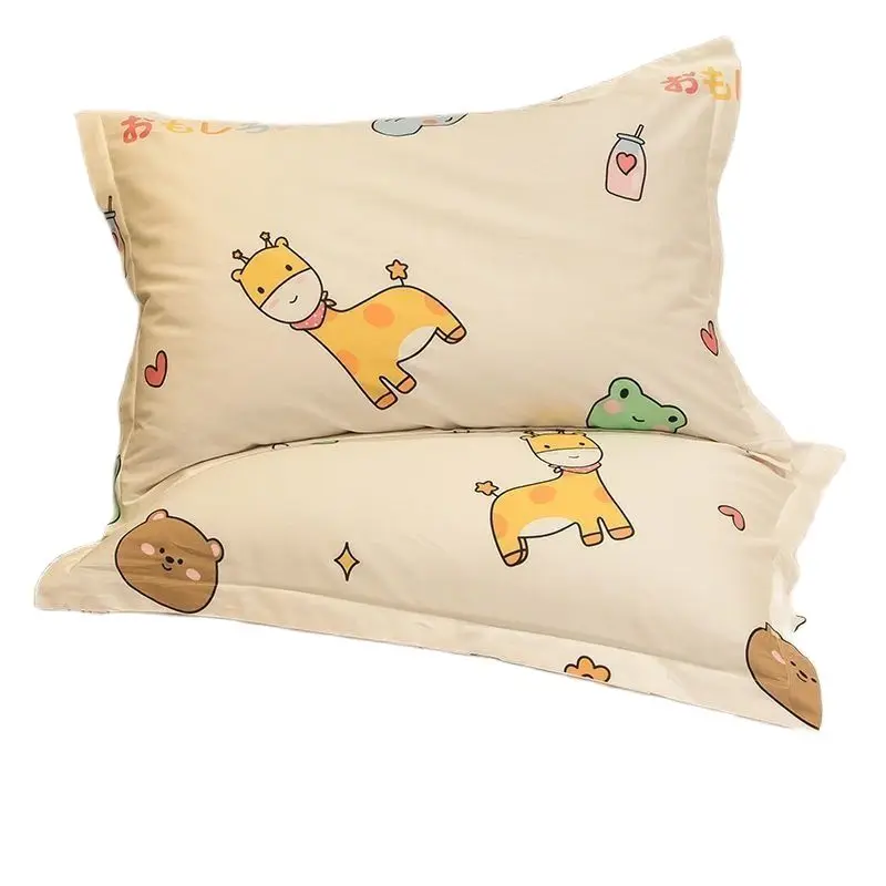 3 Sizes Pure Cotton Pillowcase Soft Breathable Home Bedding Pillowcase Children Cartoon Single Student Pillow Core Cover 1 Piece