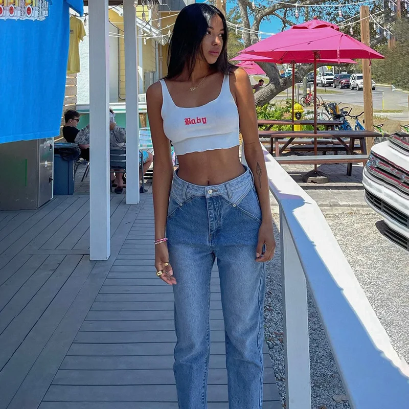 

New jeans women's urban casual mid-waist nine women's jeans