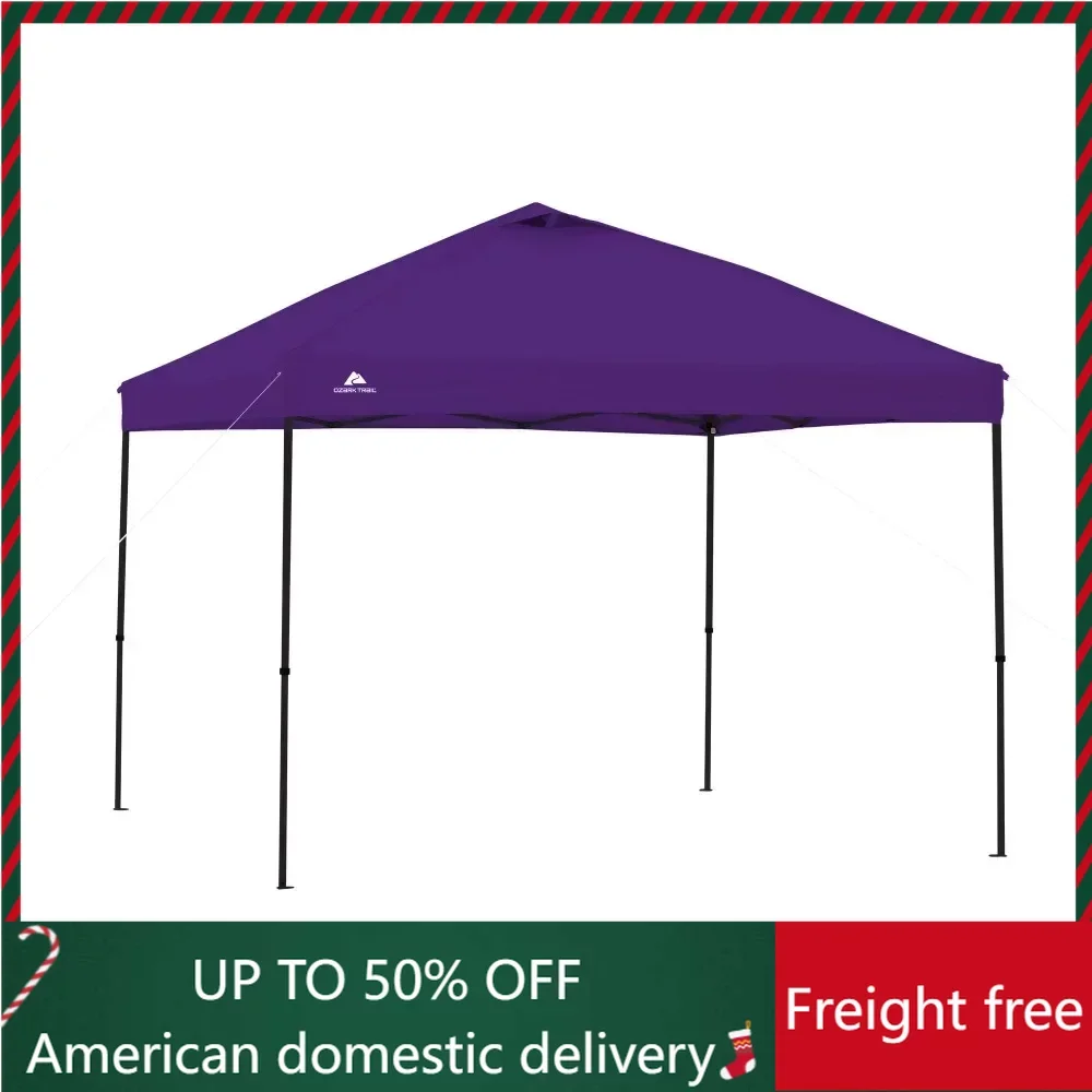 

10' X 10' Purple Instant Outdoor Canopy With Heavy Duty Construction Camping Tent Travel Freight Free Tents Supplies Equipment