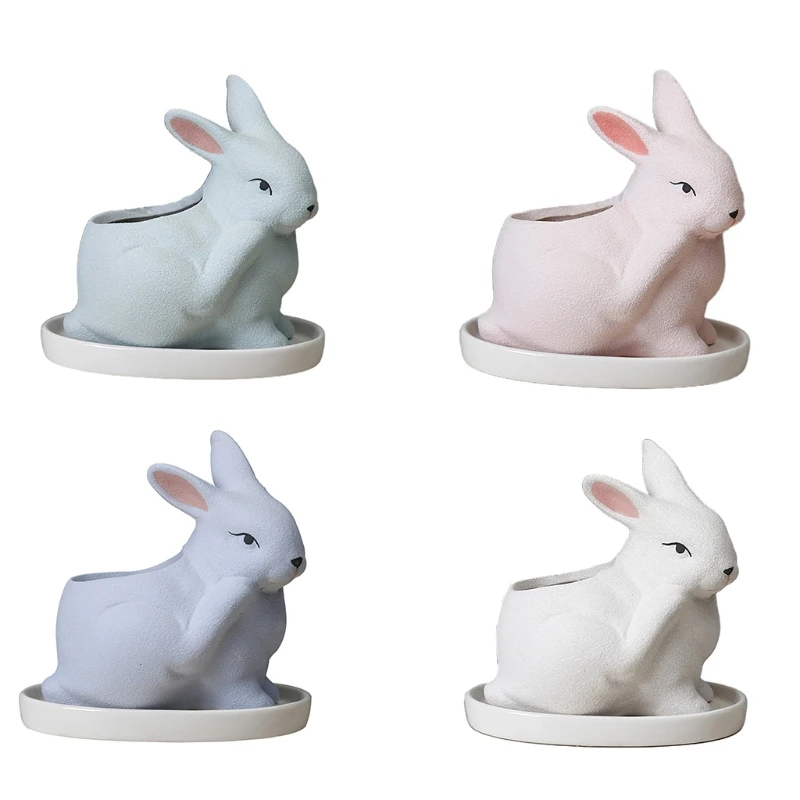 

Planter Pots Rabbit Unglazed Flower Plant Indoor Drainage Home Decor