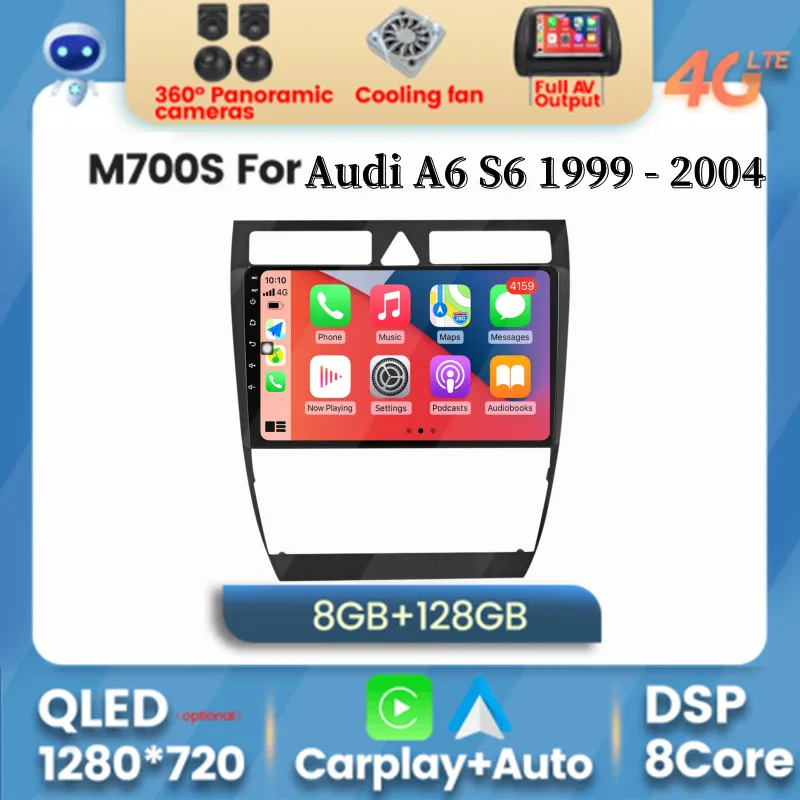 

Android 11 Car Video Player DSP For Audi A6 S6 1999-2004 8-Core IPS 1280*720 Auto Radio GPS Navigation Built-in Carplay+AUTO RDS