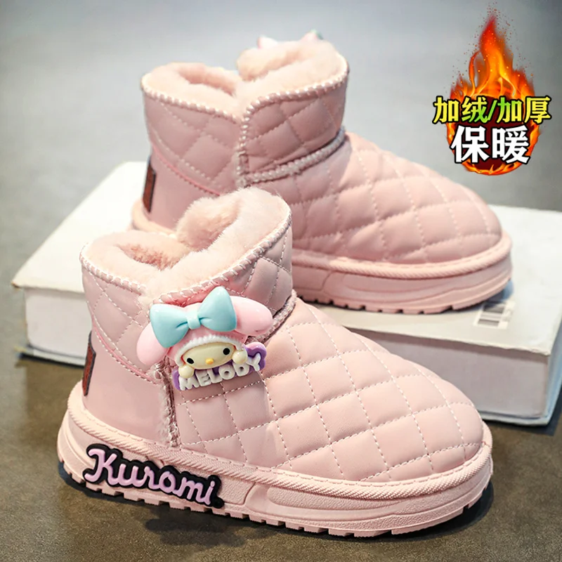 

Sanrio Cinnamoroll Snows Boots Kids Anime Figure Girl Anti-Slip Cotton Boots Children Winter Shoes Keep Warm Kawaii Cartoon New