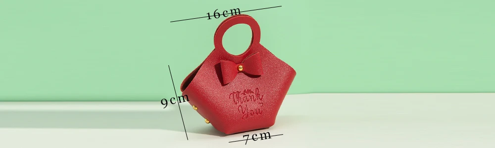 Weihnachten rote PU-Leder Schmuck Süßigkeiten Tasche Box 16x9x7cm Hochzeit Süßigkeiten Schokolade Handtasche mit Schleife Seife Parfüm Strumpf Beutel – Detail 2