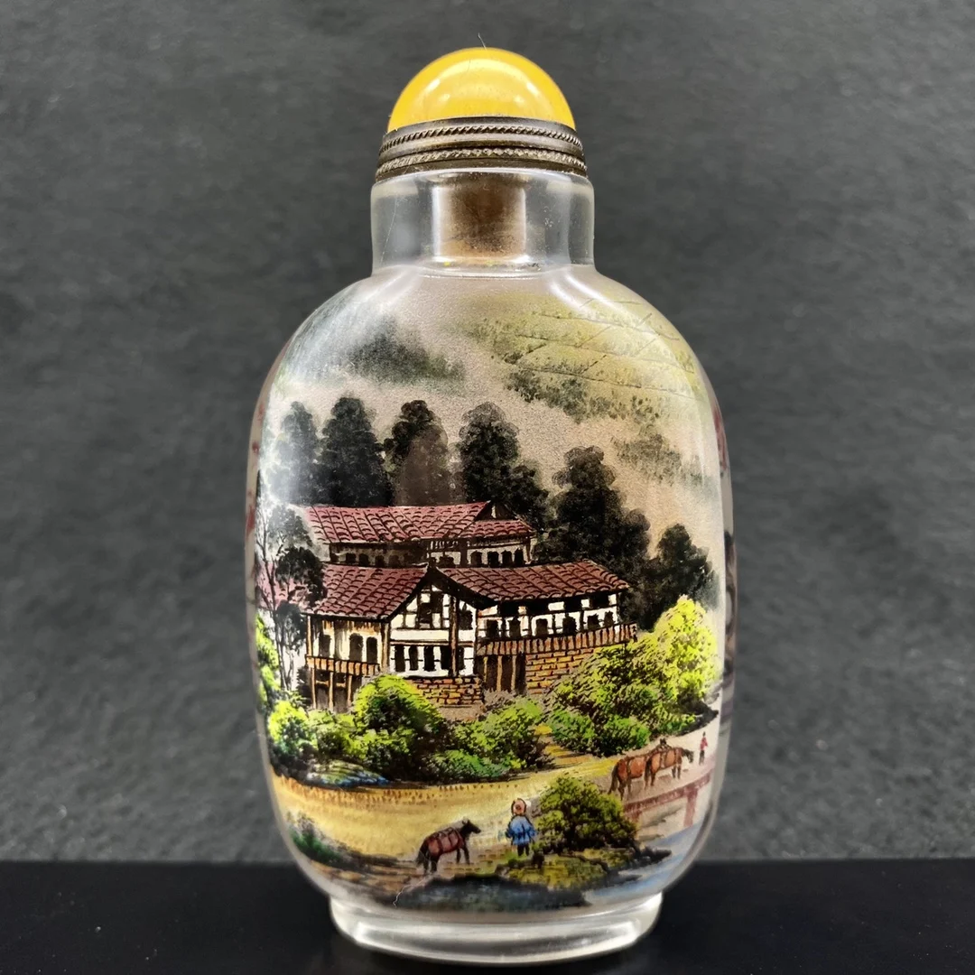 

High Quality Handcrafted Double-Sided Painter [Mu Gui] Landscape Painting Snuff Bottle Decoration