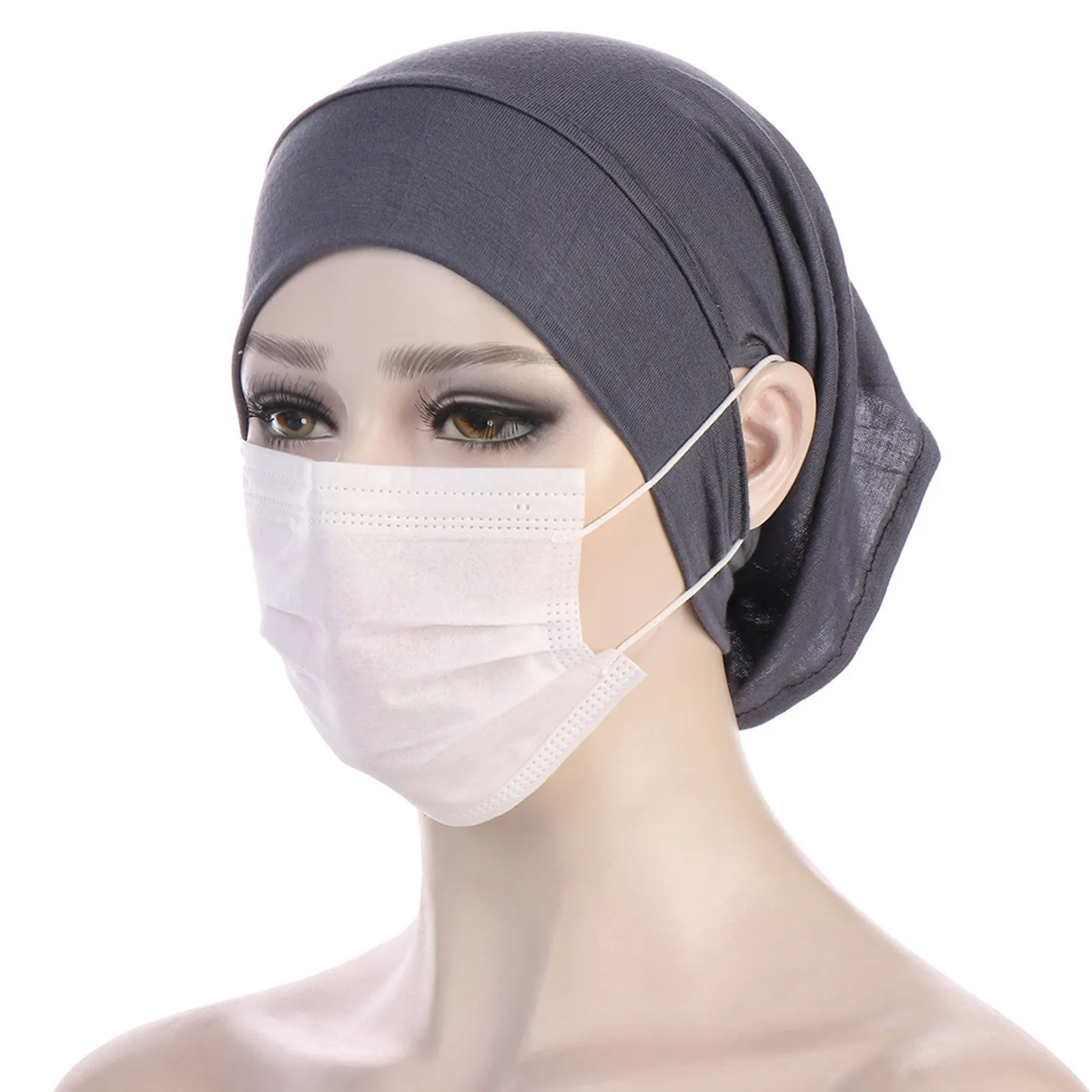 Muslim Hijab Undercap With Ear Hole Underscarf Inner Cap Hijabs Bonnet Caps Turban Under Cap With Ear Cut Outs For Plane Hat
