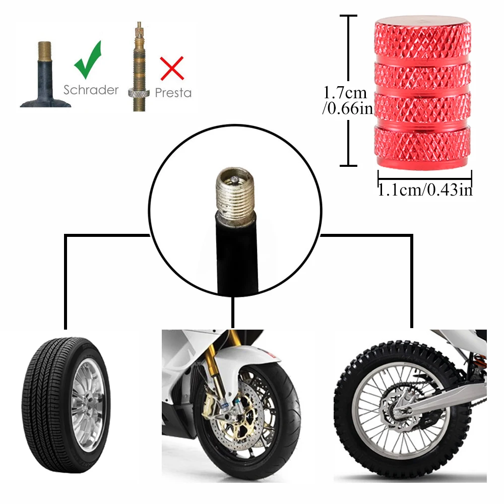 4Pcs/Set Car Tire Valve Stems Cap Knurling Style Tire Valve Cap Aluminum Tire Wheel Stem Air Valve Cap car Universal accessories