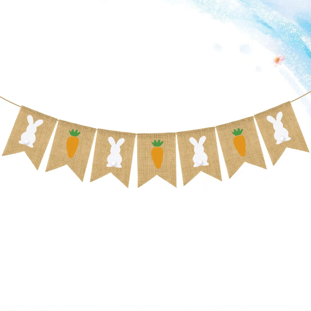 

Fun Decor Easter Party Banner Photo Carrot Decoration Bunting Garland Linen for