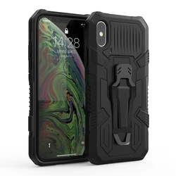Enhanced Shockproof Magnetic Armor Case with Multi - Function Bracket and Back Clip - iPhone XR (Black)