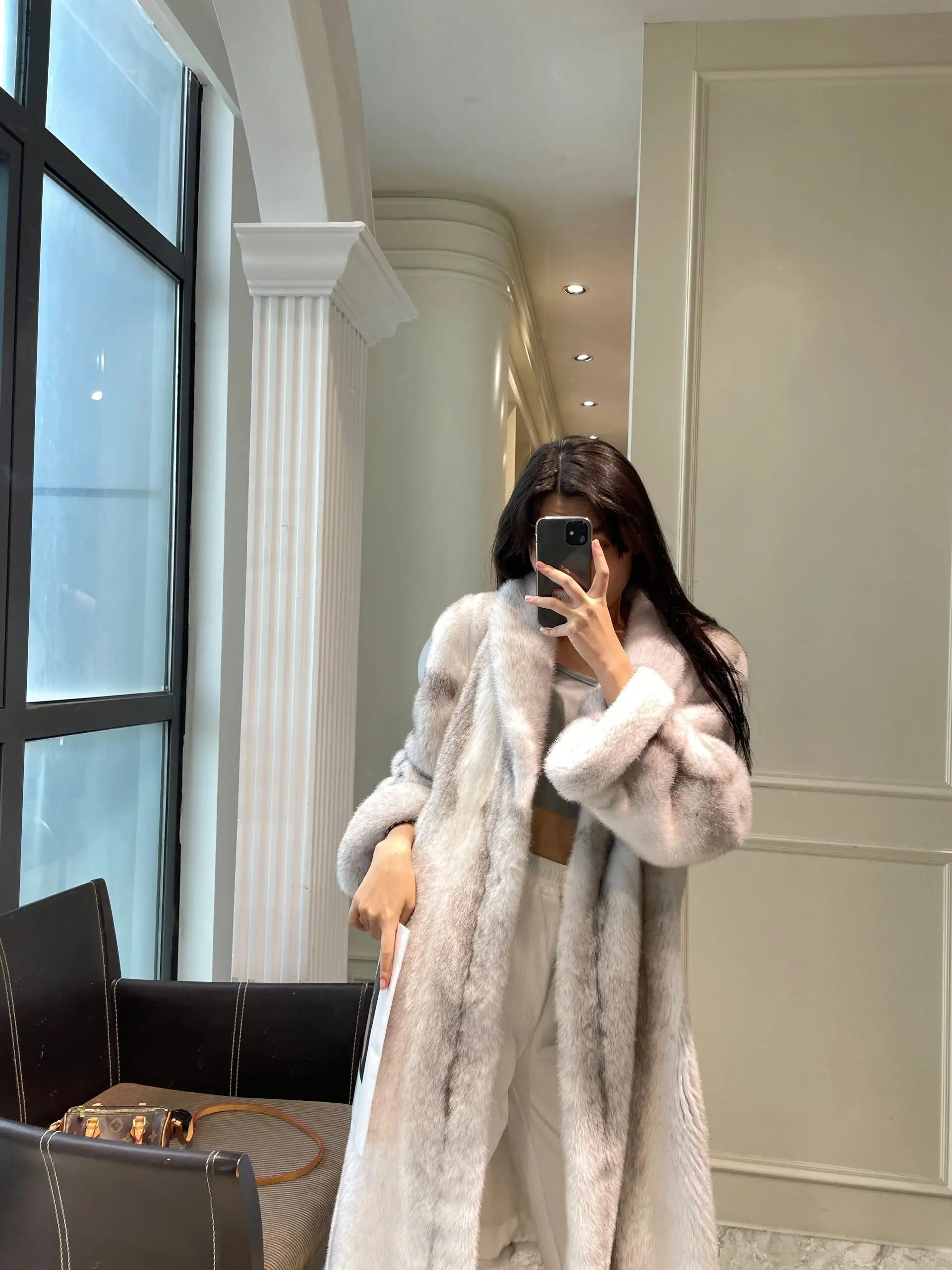 Environmental Protection Overcoats Women's Winter Warm Whole Mink High-Grade Long Fur Coats Feminine Long Sleeve Clothes