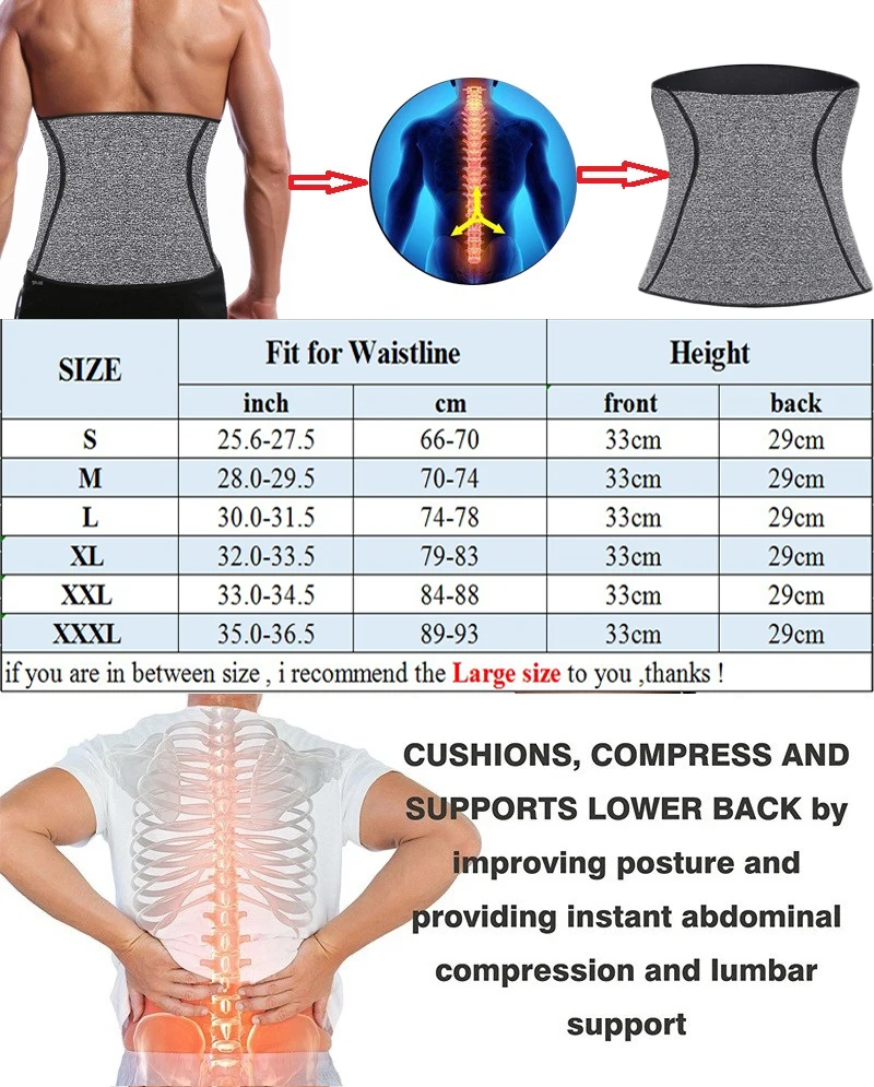 SEXYWG Men Waist Trainer Back Supports Slim Body Shaper Belt