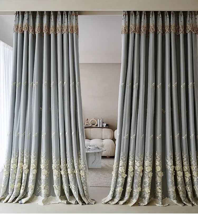 New Full-shading Tulle French Light Luxury Ins Princess Style Living Room Embossed Embroidery Cloth Yarn 6
