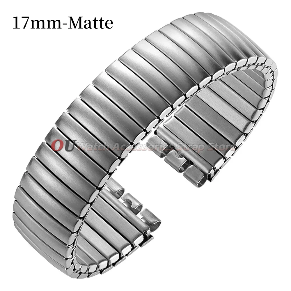 Polished Matte Elastic Stainless Steel Watch Strap - Men's Wristband Accessory