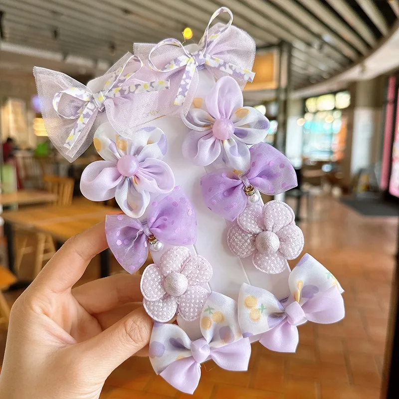 2023 Cute Princess Mesh Flower Bow Hairpins Set Baby Girls