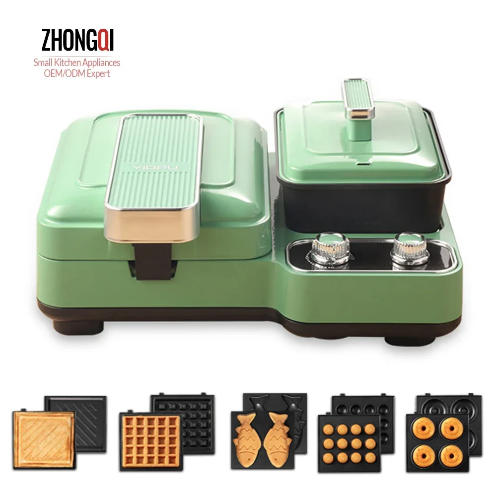 Double-side Non-stick Aluminium 6 In 1 Shape Cooks Multifunction Breakfast Electric Grill Machine Sandwich Maker 3