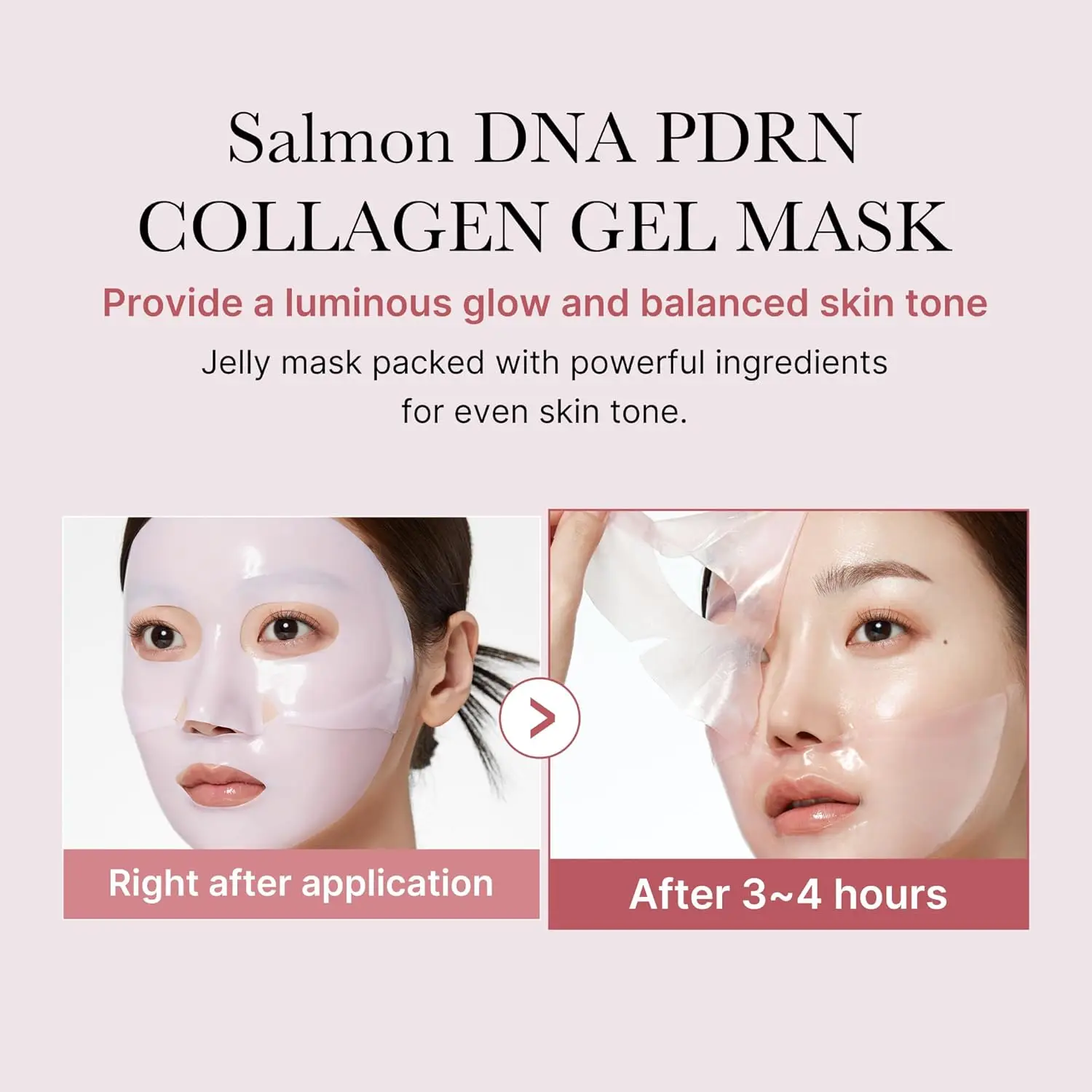Salmon DNA PDRN pink collagen jelly gel mask overnight face mask skin- elasticity, hydrating, firming and moisturizing 28g, 4ea