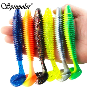 3-Pcs Spinpoler Soft Ribbed Shad Lures – Paddle Tail Swimbait Worm Baits for Perch, Pike & Zander Predator Fishing 1