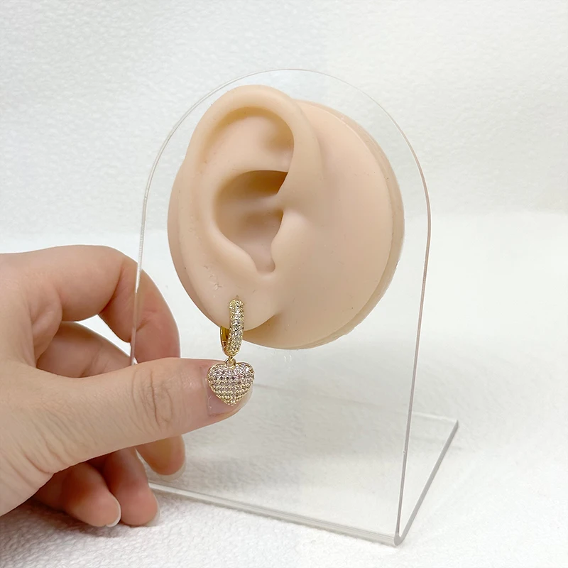 ZHUKOU cuore piccoli orecchini a cerchio Cubic zirconia cuore orecchini pendenti per le donne ottone caramelle gioielli regalo all'ingrosso VE920