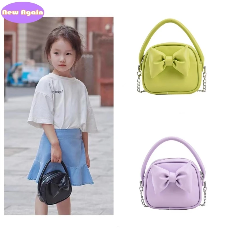 Girls and mommy small handbags Children\'s candy colors totes Kids Mini bow shoulder bags Girls lovely Crossbody bag Purse NA010