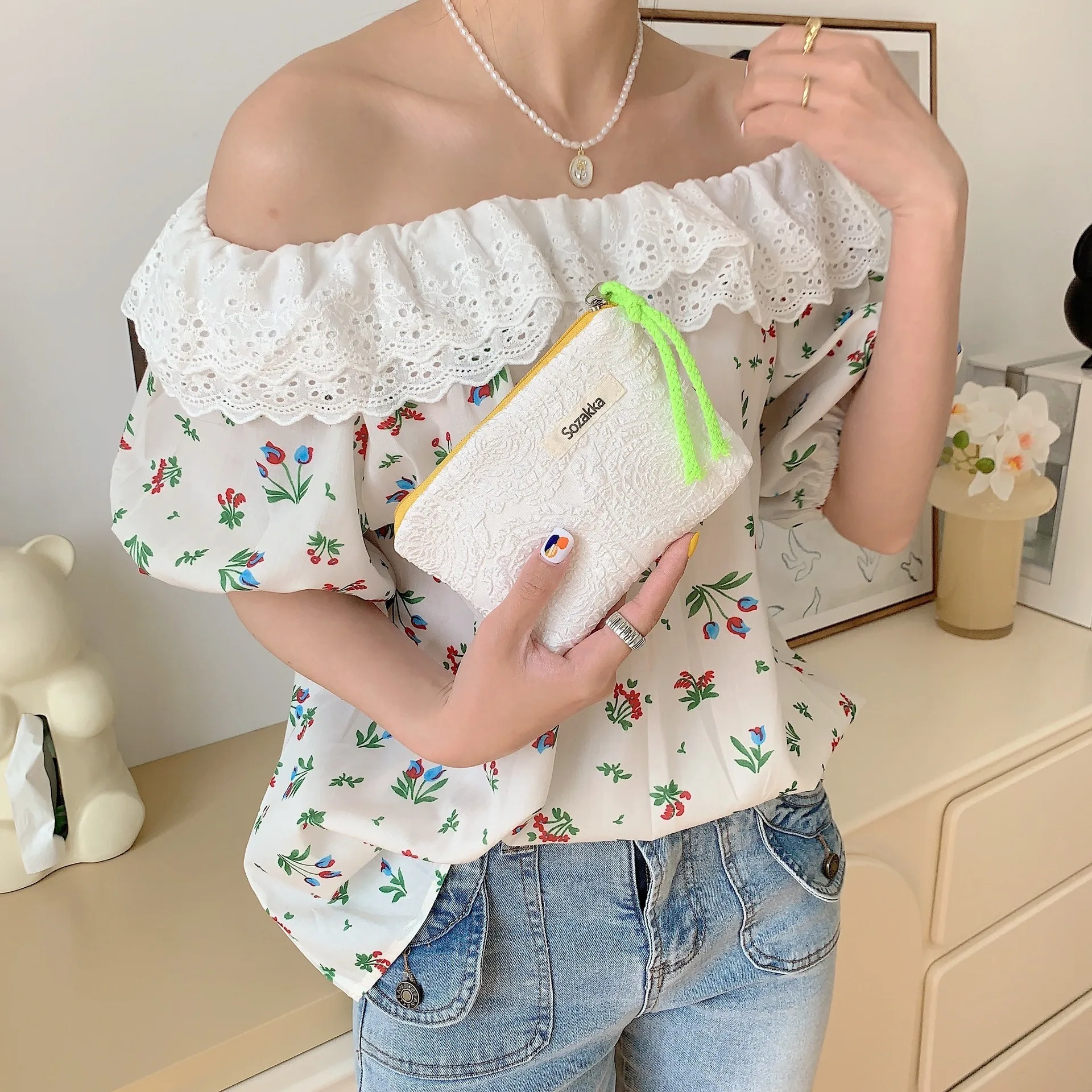 Kawaii Blumen reise kosmetische Lippenstift Münz geldbörse Aufbewahrung tasche Frauen niedlichen Make-up Handtaschen Brieftasche Veranstalter Bleistift Fälle Beutel Tasche – Detail 38