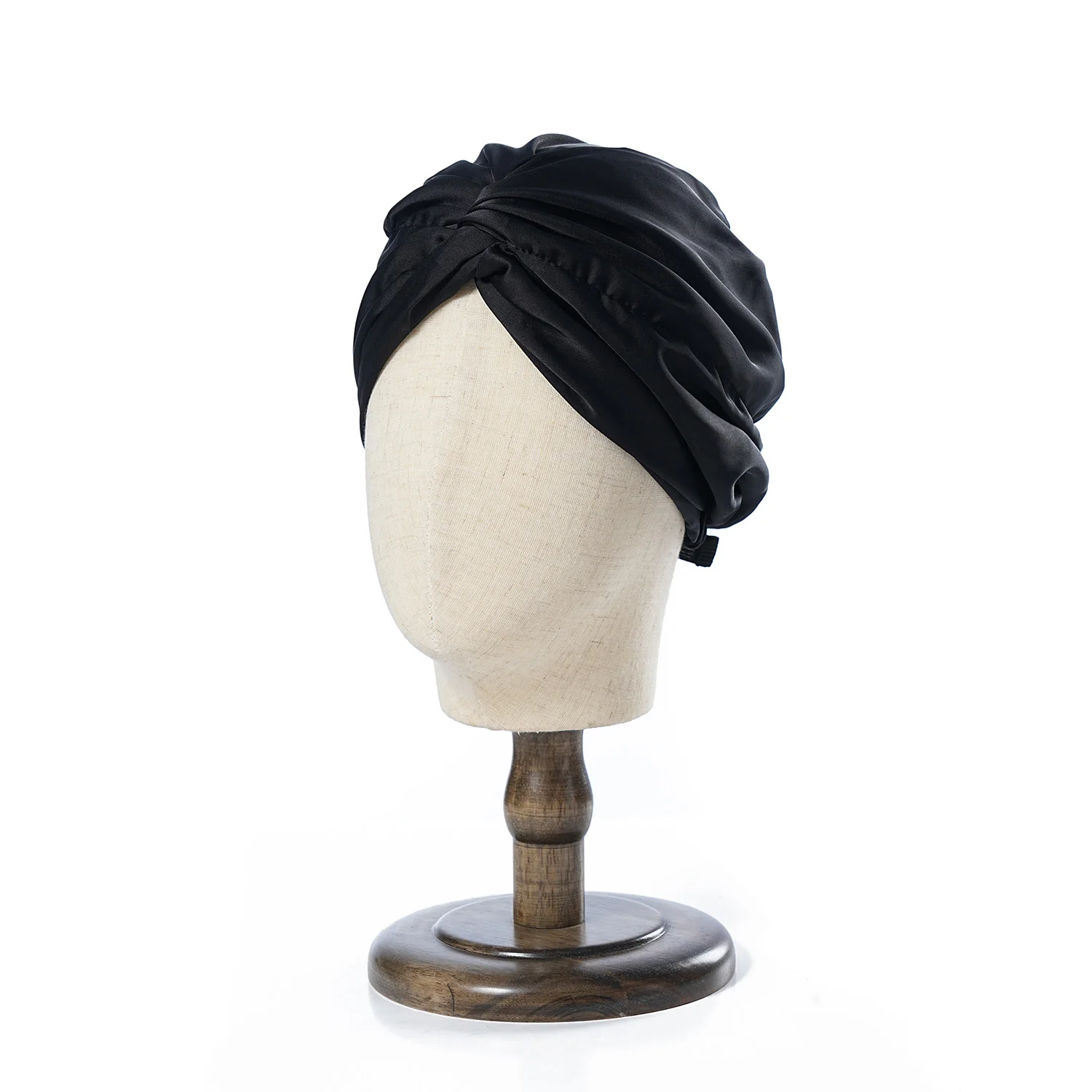 Damen Satin Imitation Seide Turban Hut weiche Stretch Doppels chicht seidige Nachtschlaf kappe Motorhaube Chemo Hut Haar gummis 2St – Detail 8