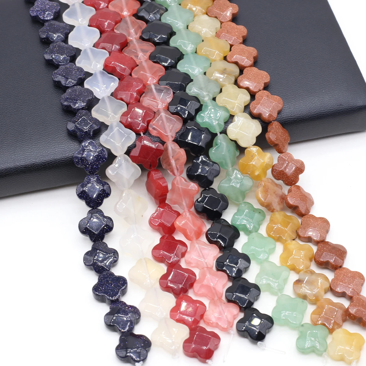 

Natural Stone Agate Bead Faceted Plum Blossom Shaped Beaded DIY Necklace Earrings Bracelets Jewelry Making Accessories Gifts