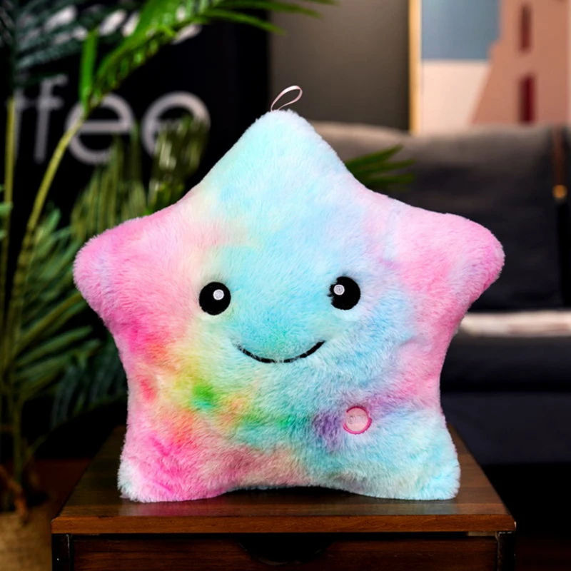 

35CM Creative Toy Luminous Pillow Soft Stuffed Plush Glowing Colorful Stars Cushion Led Light Toys Gift For Kids Children Girls