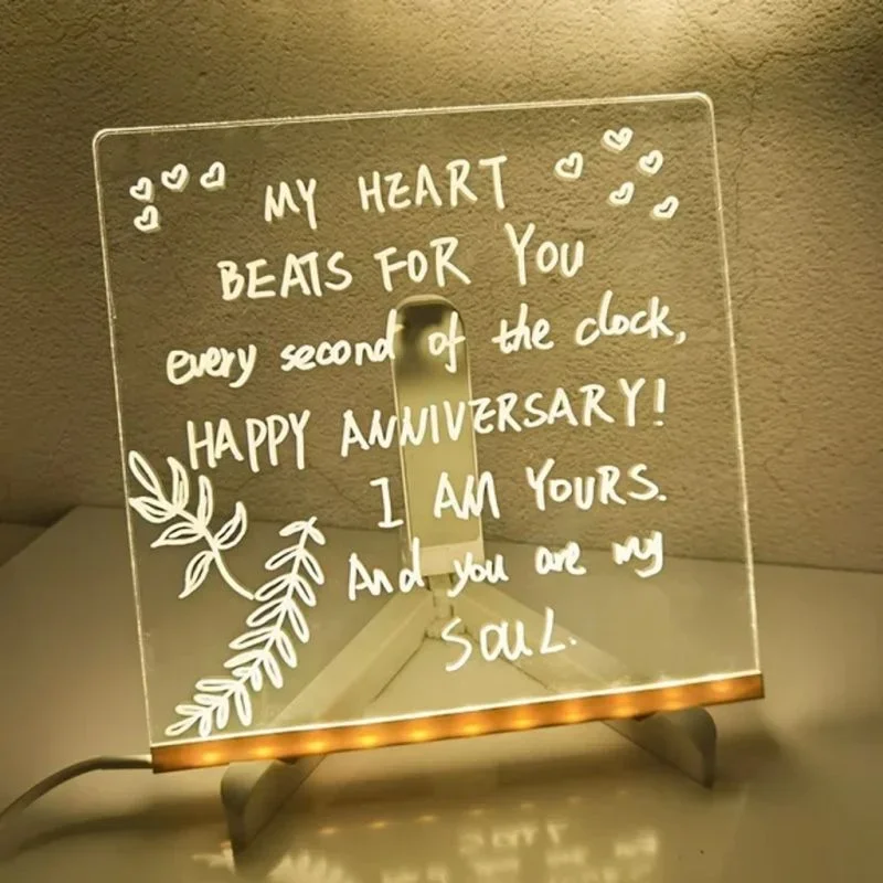 맞춤형 LED 램프 아크릴 메시지 메모 보드, 지울 수 있는 USB 어린이 그림 보드, 침실 야간 조명, 생일 어린이 선물
