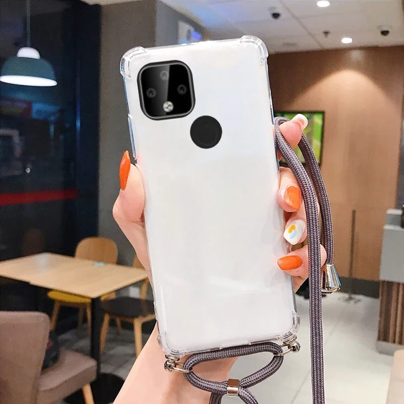 Shockproof Transparent Silicone Crossbody Lanyard Case - Soft Cover