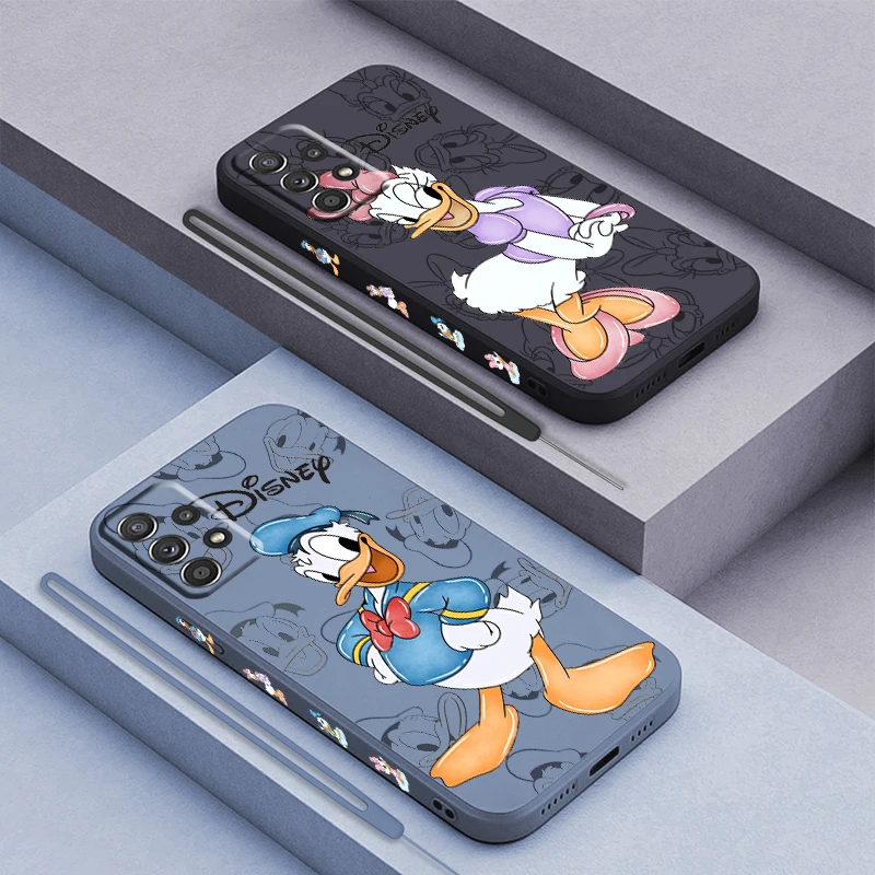 

Donald Duck Cartoon For Samsung Galaxy A73 A54 A34 A53 A33 A52 A32 A22 A71 A51 A21S 4G 5G Liquid Left Rope Phone Case Coque Capa