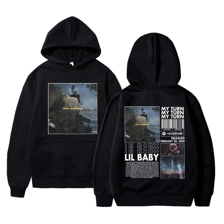 

Лимитированная Толстовка в стиле хип-хоп с рисунком Lil Baby My Turn и графическим альбомом, Мужская толстовка большого размера, Мужская одежда для улицы