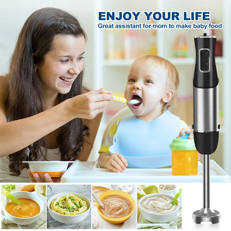 Electric Stick Hand Blender 5 in 1 Handheld Mixer 1200W 220V Stainless Steel Blade Vegetable Meat Immersion Egg Whisk Juicer