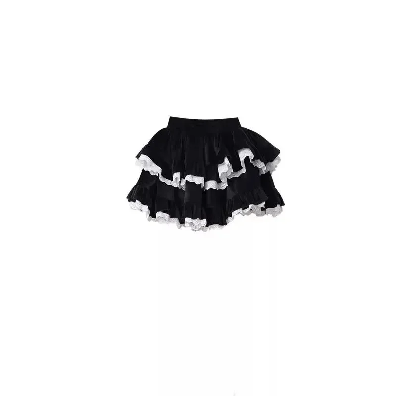 Corduroy Skirt Sweet Cute Women's Cake Skirt Ruffle Edge Stitching Hotsweet Pure Desire Fashion Miu  Spicy Girl 5
