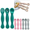 3PCS Cute Baby Learning Spoons Utensils Set Food Grade Silicone Sticky Spoon Children Cutlery Training Spoon Feeding Tableware 2