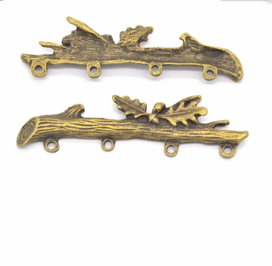 20 Pcs Silver Color Filigree Leaf Branch Charm Connector For DIY Jewelry Making Findings 55*15mm F0401